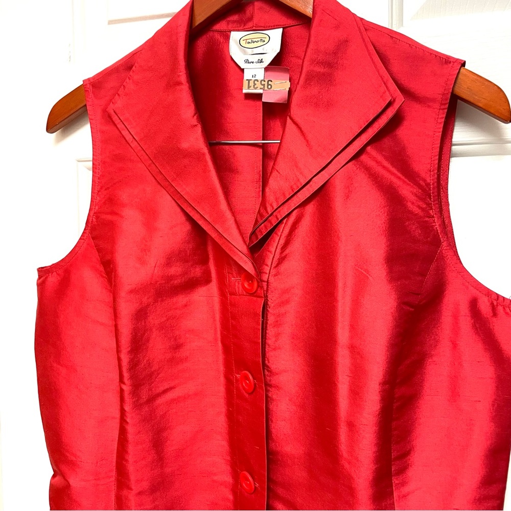 Talbots silk bright red sleeveless shirt - Picture 2 of 4